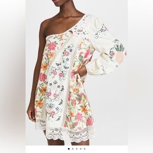 Farm Rio Toucan’s Garden Embroidered One Shoulder Mini - S